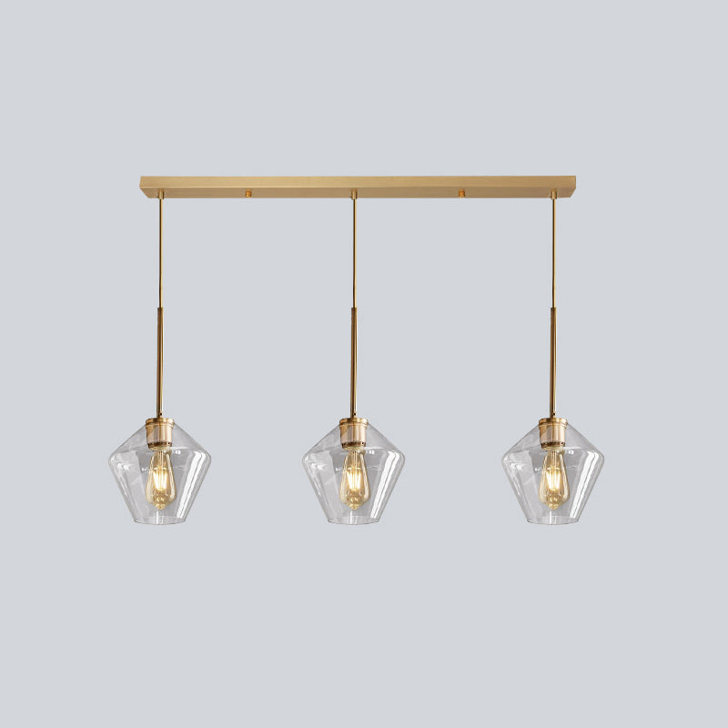 Glass Shade Hanging Pendant Nordic Brass Finish Drop Light for Dining Room
