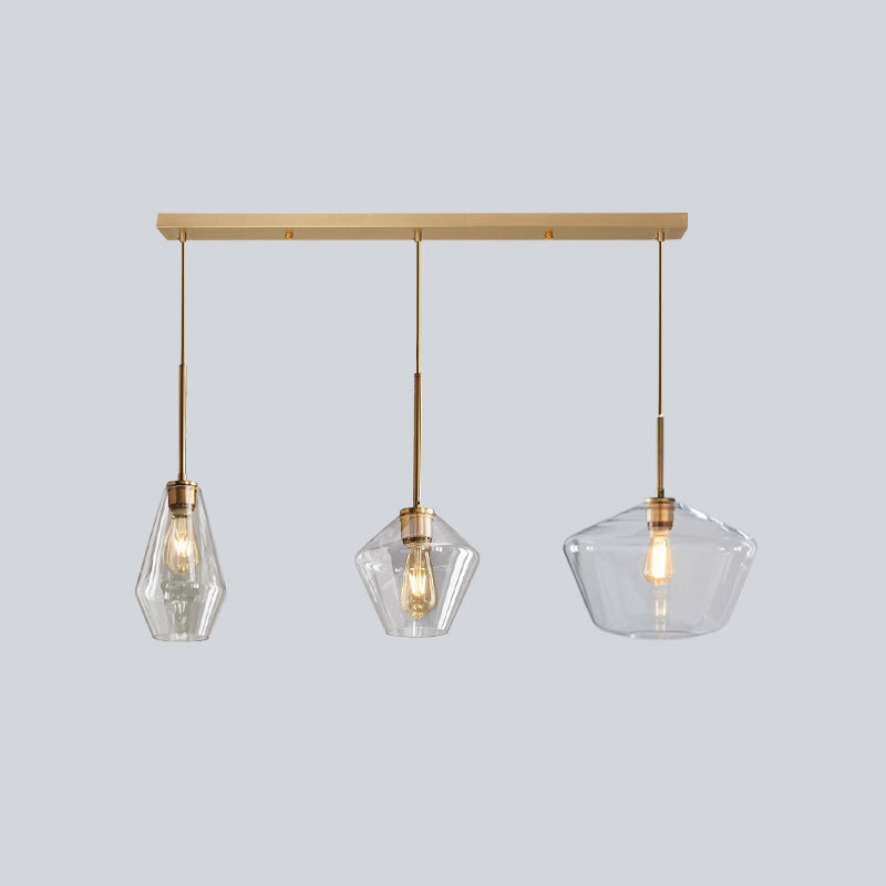 Glass Shade Hanging Pendant Nordic Brass Finish Drop Light for Dining Room