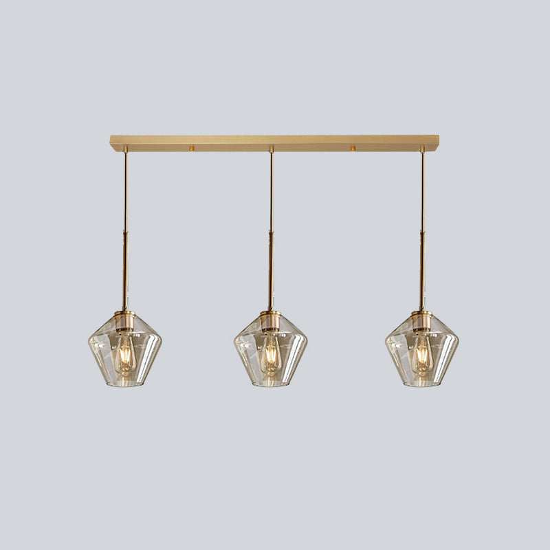 Glass Shade Hanging Pendant Nordic Brass Finish Drop Light for Dining Room