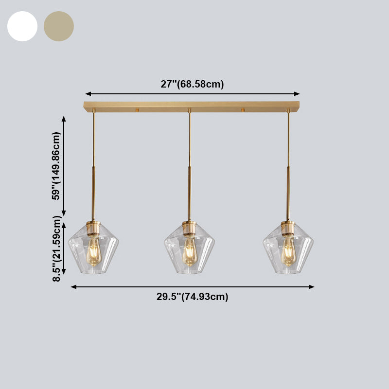 Glass Shade Hanging Pendant Nordic Brass Finish Drop Light for Dining Room