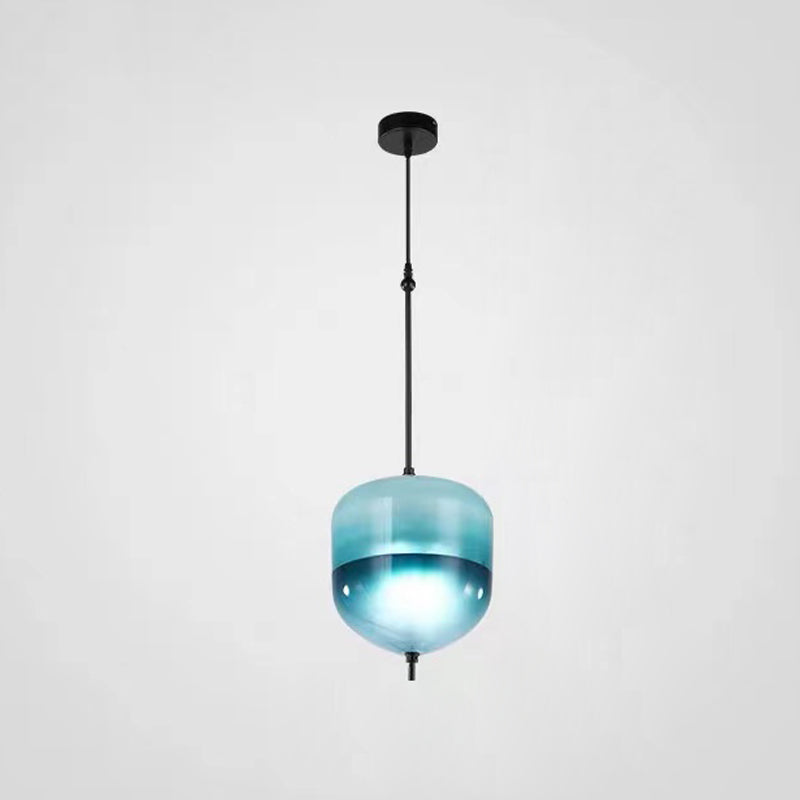 Lampe de suspension en verre de forme ovale créative moderne la lumière suspendue à 1 lumière pour salle à manger