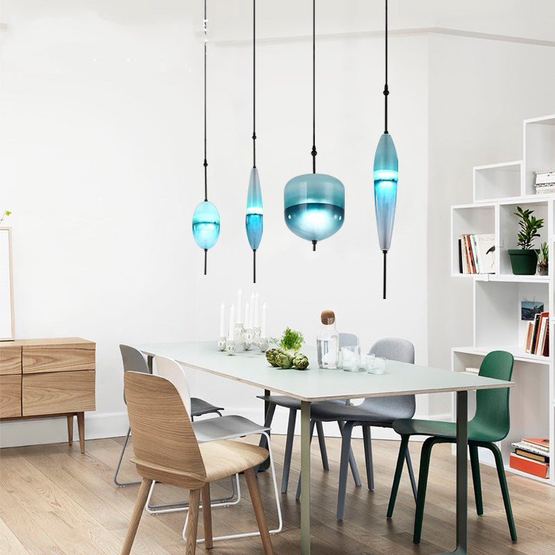 Lampe de suspension en verre de forme ovale créative moderne la lumière suspendue à 1 lumière pour salle à manger