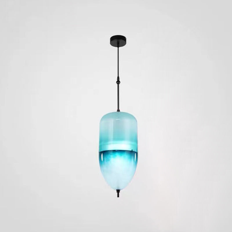Lampe de suspension en verre de forme ovale créative moderne la lumière suspendue à 1 lumière pour salle à manger