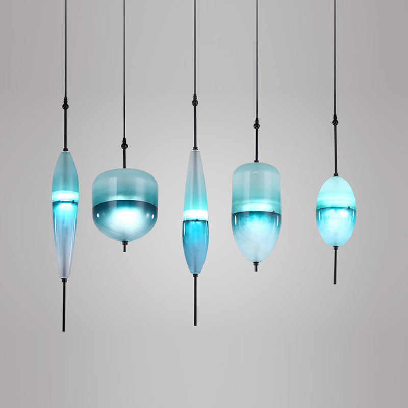 Lampe de suspension en verre de forme ovale créative moderne la lumière suspendue à 1 lumière pour salle à manger