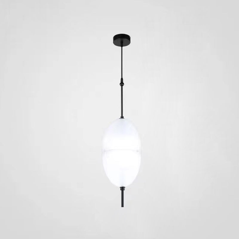 Lampe de suspension en verre de forme ovale créative moderne la lumière suspendue à 1 lumière pour salle à manger