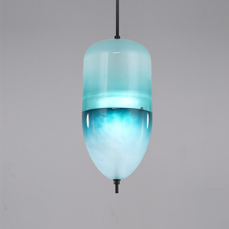 Lampe de suspension en verre de forme ovale créative moderne la lumière suspendue à 1 lumière pour salle à manger