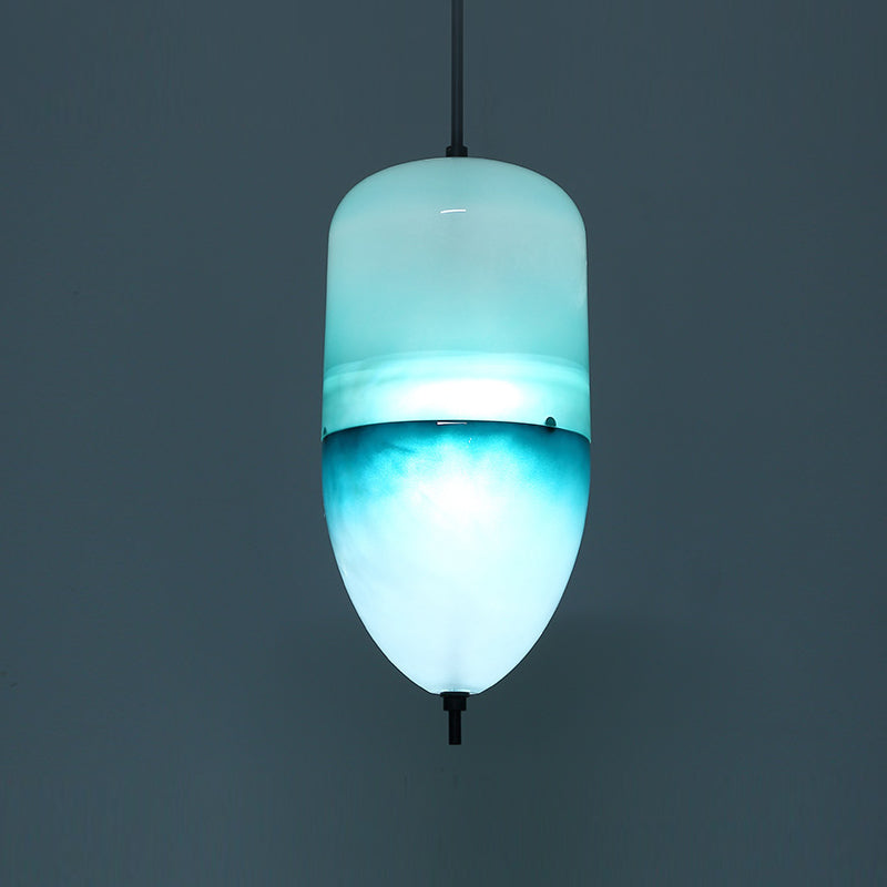 Lampe de suspension en verre de forme ovale créative moderne la lumière suspendue à 1 lumière pour salle à manger