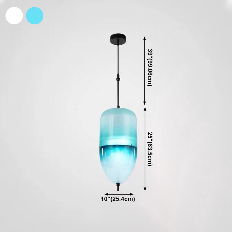 Lampe de suspension en verre de forme ovale créative moderne la lumière suspendue à 1 lumière pour salle à manger