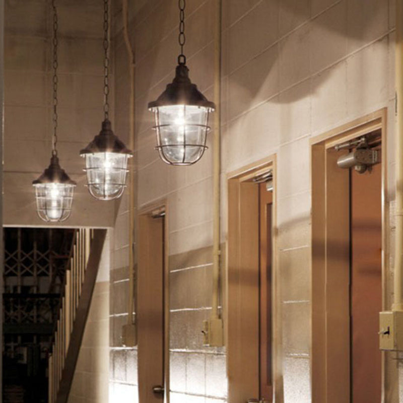 Glada in gabbia vetro limpido piccolo pendente in fabbrica 1 lampadina lampadina per il ristorante