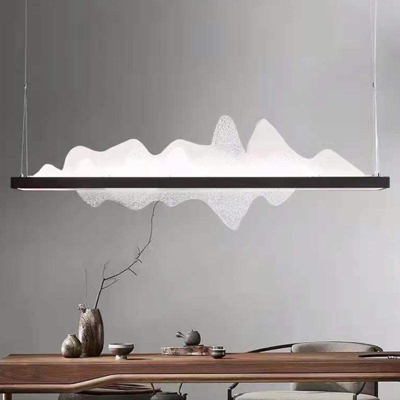 Black Metal Island Lightsing Lámpara de colgantes LED de restaurante moderno con sombra acrílica