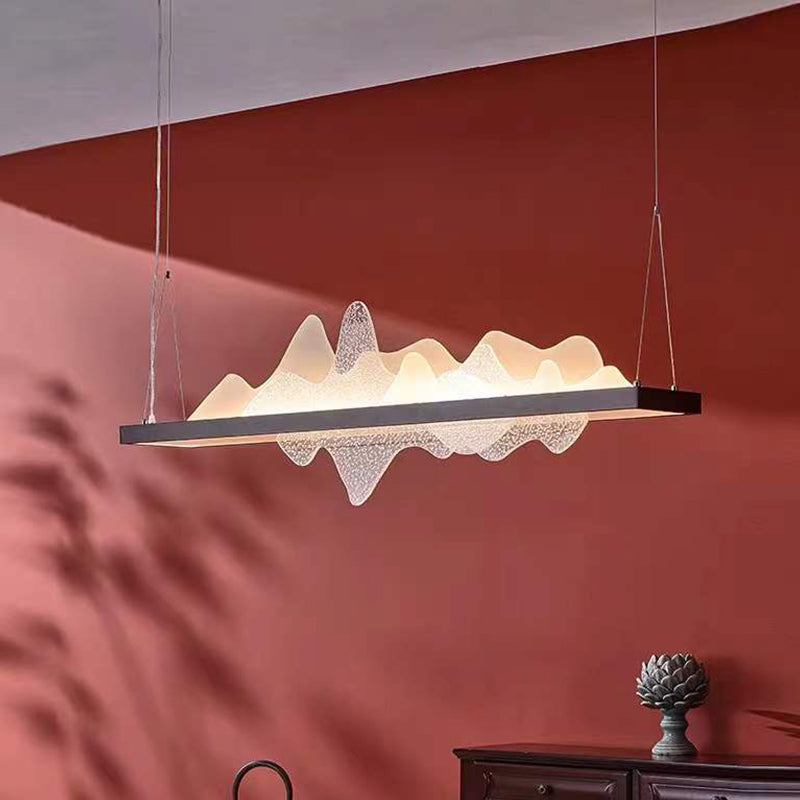 Black Metal Island Lightsing Lámpara de colgantes LED de restaurante moderno con sombra acrílica