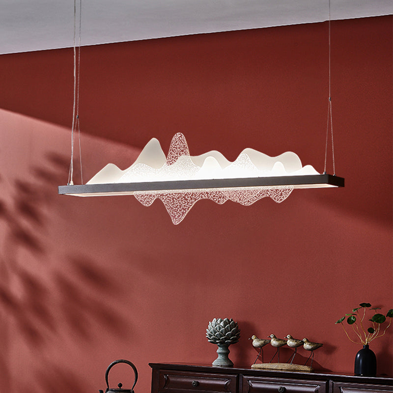 Black Metal Island Leuchte moderne Restaurant -LED -Hängelampe mit Acrylschatten