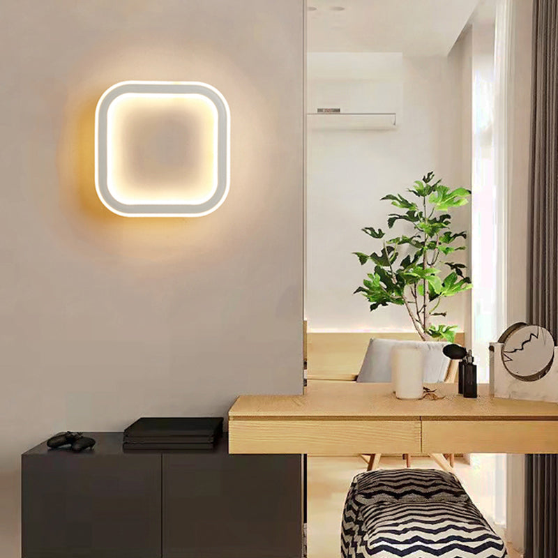 Contemporary Wall Light Geometric Shape LED Wall Sconce with Metal for Bedroom