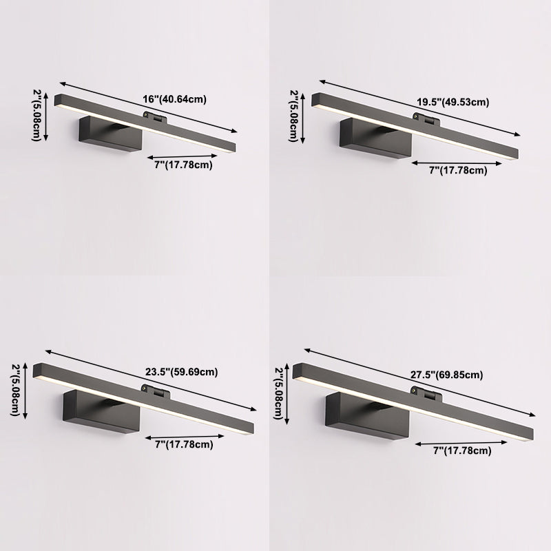 Minimalist Straight Mirror Lighting Metal LED Bathroom Sconce Light Fixture