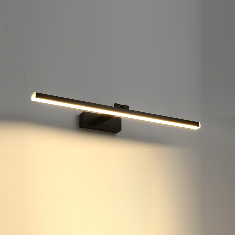 Linear Bathroom Mirror Light Fixture Metal LED Simple Wall Mounted Lamp in Black