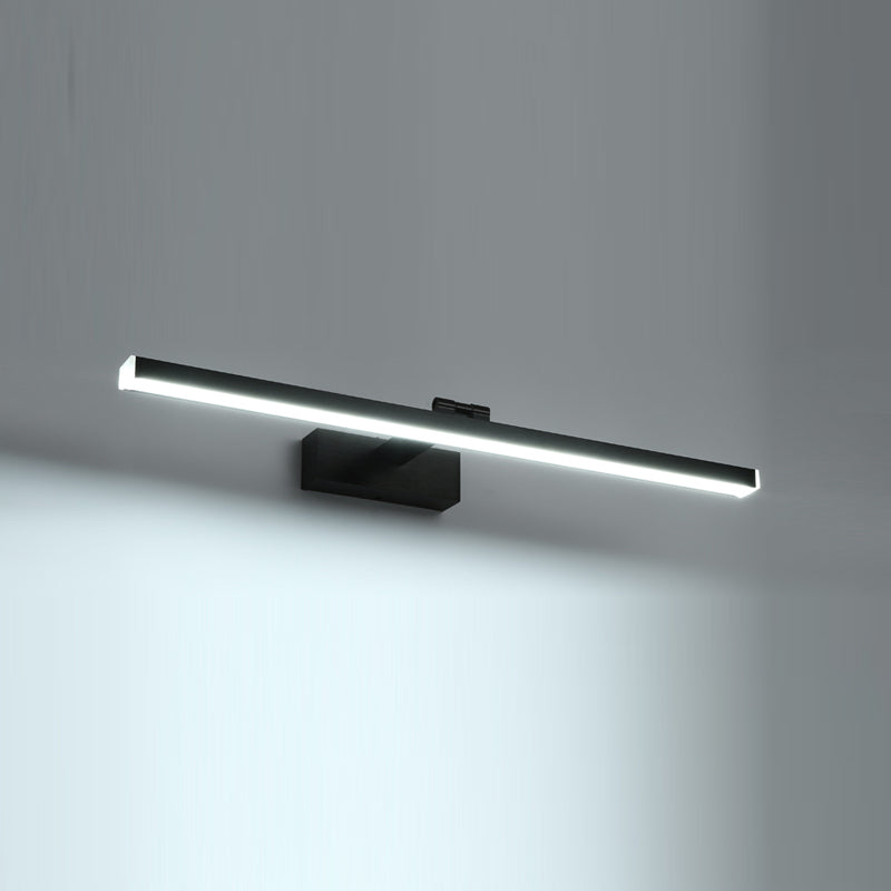 Linear Bathroom Mirror Light Fixture Metal LED Simple Wall Mounted Lamp in Black