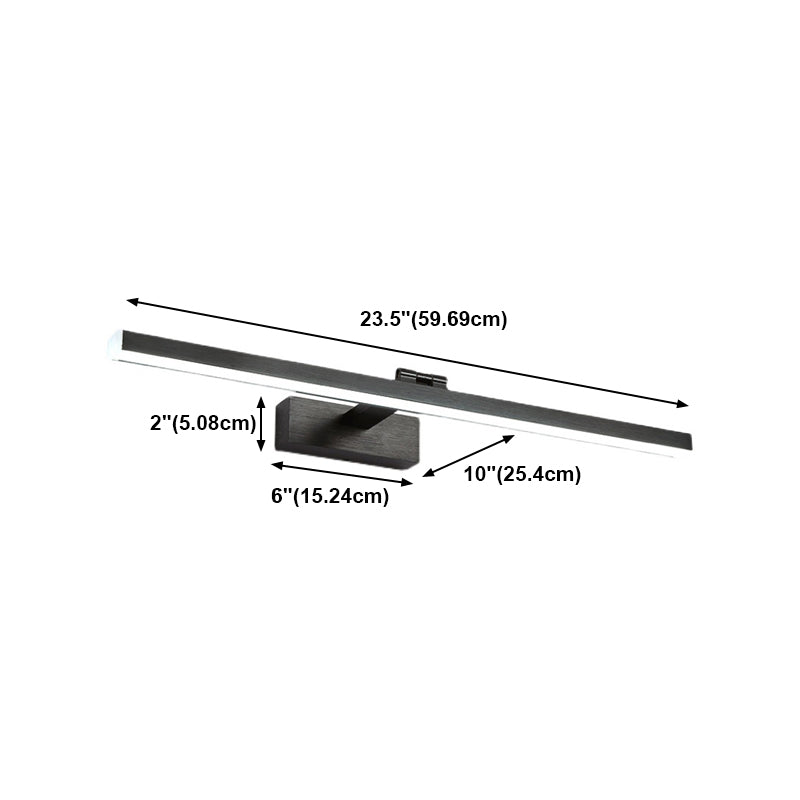Linear Bathroom Mirror Light Fixture Metal LED Simple Wall Mounted Lamp in Black