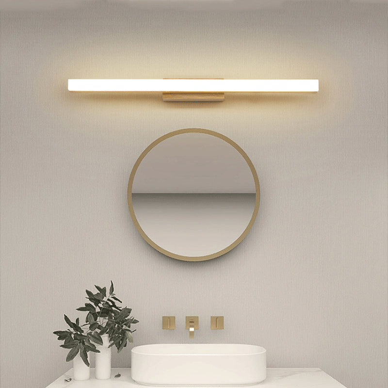 Wood Linear Mirror Lighting Nordic Style LED Wall Mounted Light Fixture