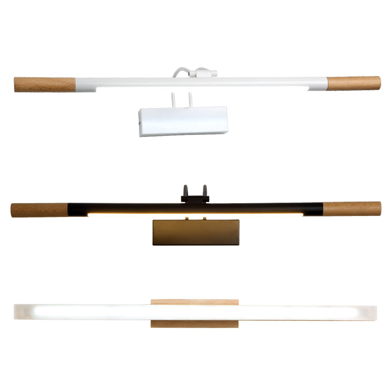 Wood Linear Mirror Lighting Nordic Style LED Wall Mounted Light Fixture
