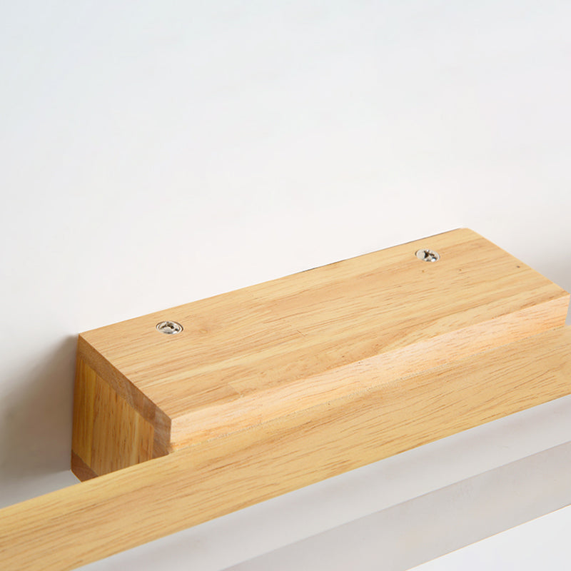 Wood Linear Mirror Lighting Nordic Style LED Wall Mounted Light Fixture