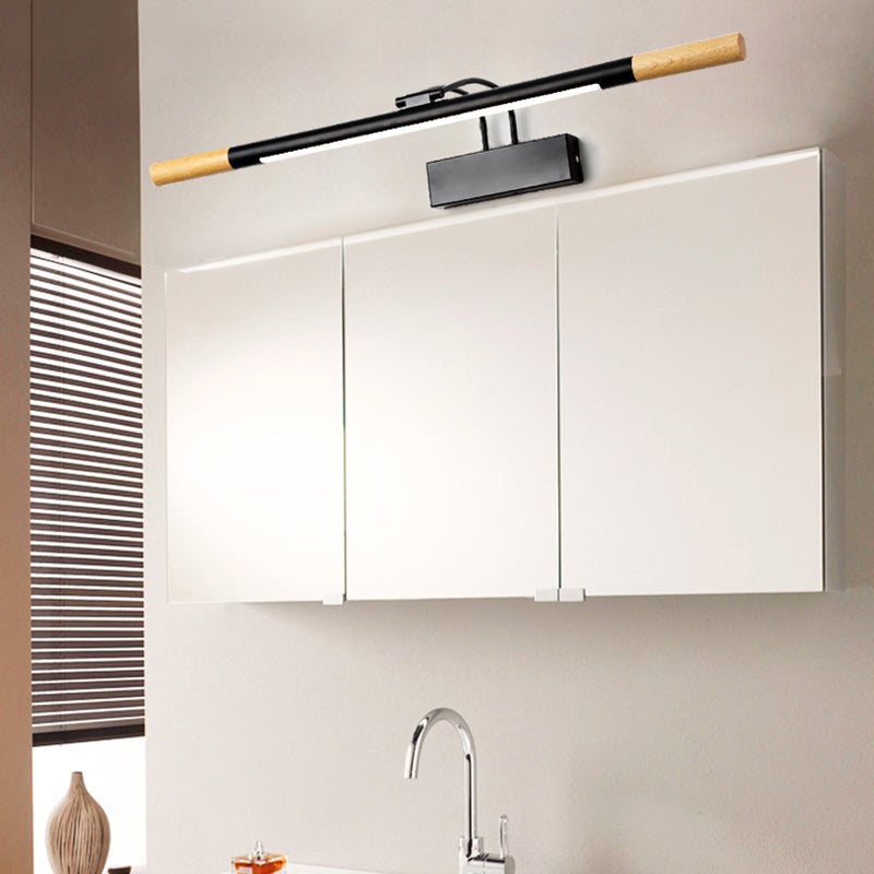 Wood Linear Mirror Lighting Nordic Style LED Wall Mounted Light Fixture