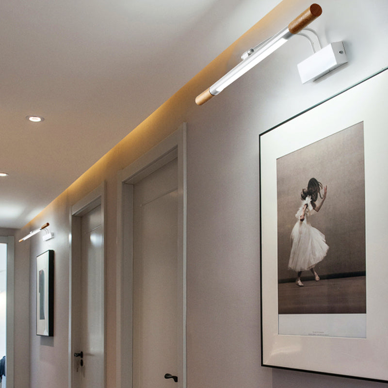 Wood Linear Mirror Lighting Nordic Style LED Wall Mounted Light Fixture