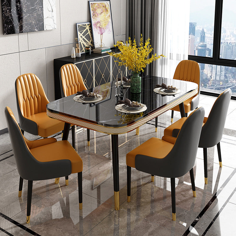 Traditional Luxury Dining Table Rectangle 4 Legs Dining Table for Living Room