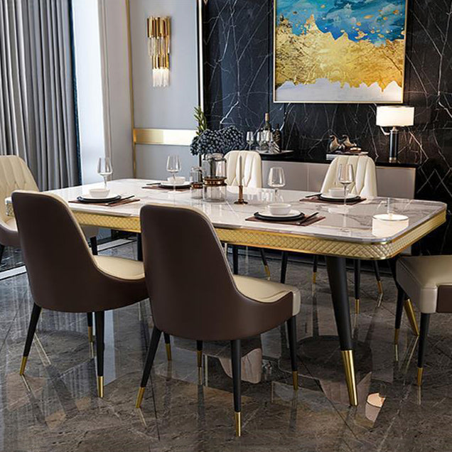 Traditional Luxury Dining Table Rectangle 4 Legs Dining Table for Living Room