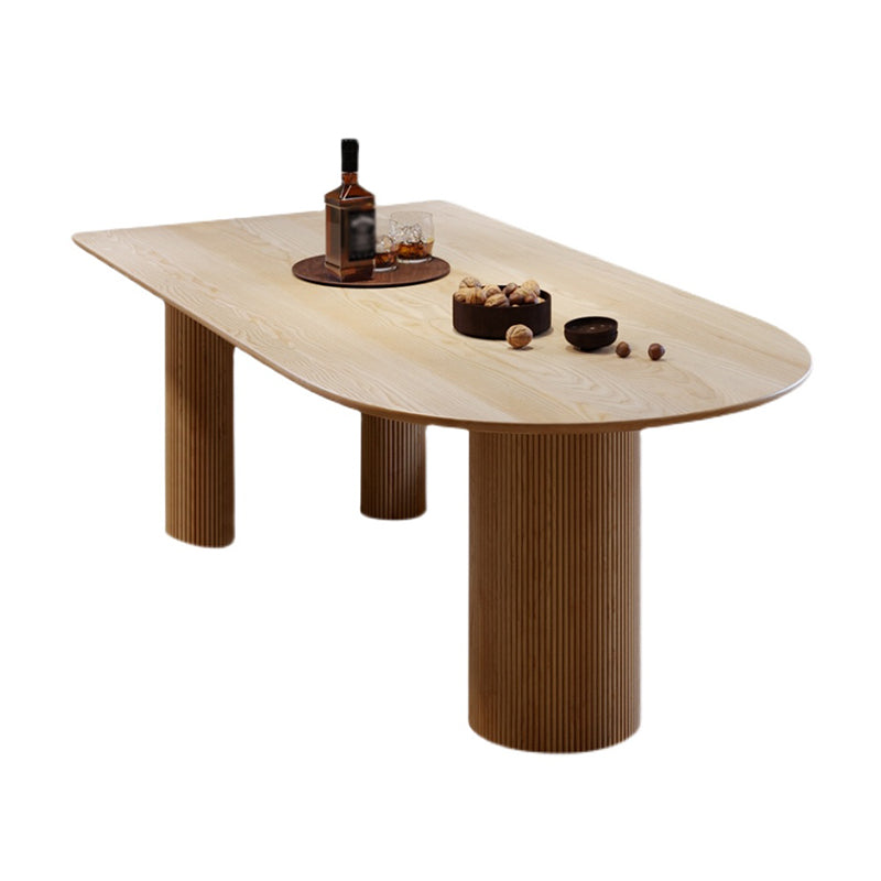 Free Form Dining Table Pinewood Solid Wood Table Contemporary with 3 Legs