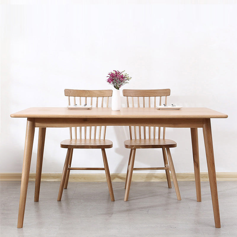 Mesa de comedor rectangular moderna de madera maciza con 4 patas para uso doméstico