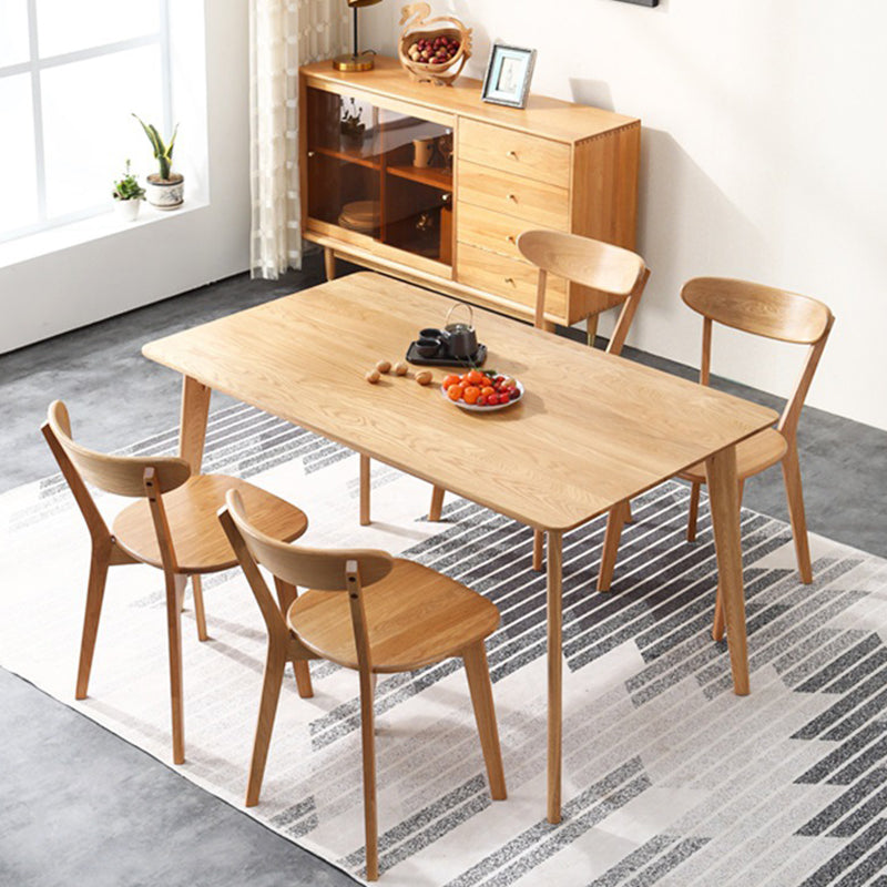 Mesa de comedor rectangular moderna de madera maciza con 4 patas para uso doméstico