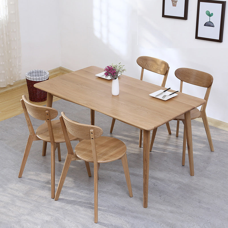 Mesa de comedor rectangular moderna de madera maciza con 4 patas para uso doméstico