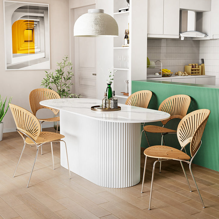 Muebles de la base del pedestal ovalado colección de comedor de estilo contemporáneo
