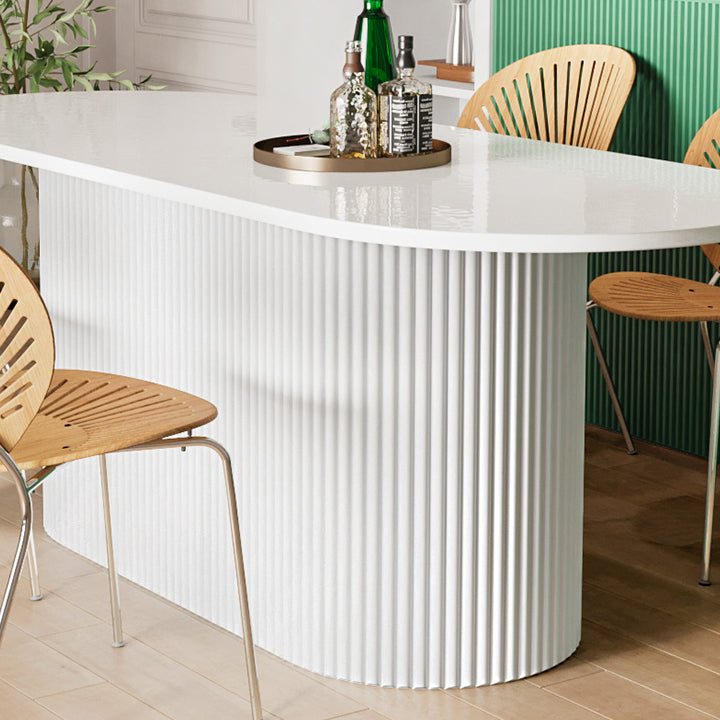 Muebles de la base del pedestal ovalado colección de comedor de estilo contemporáneo