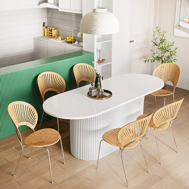 Muebles de la base del pedestal ovalado colección de comedor de estilo contemporáneo