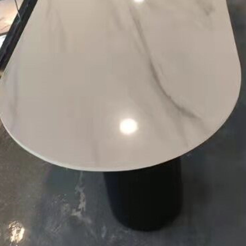 Free Form Modern Dining Table White Tone Fixed Table with 3 Legs for Dining Room