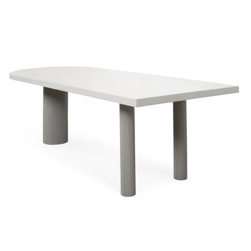Free Form Modern Dining Table White Tone Fixed Table with 3 Legs for Dining Room