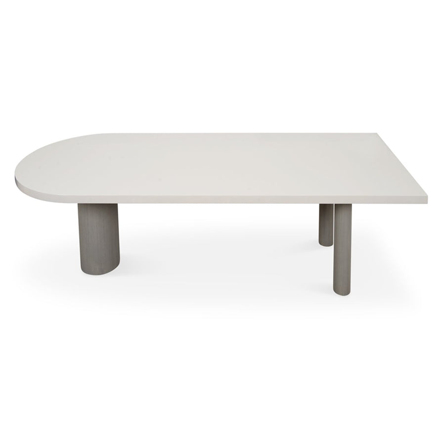 Free Form Modern Dining Table White Tone Fixed Table with 3 Legs for Dining Room