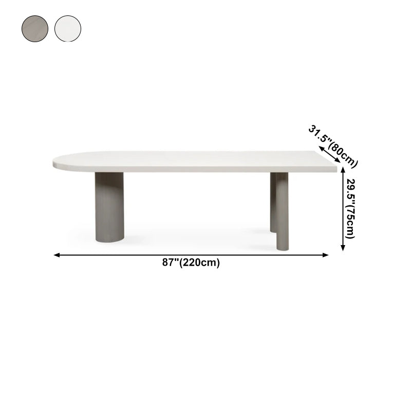 Free Form Modern Dining Table White Tone Fixed Table with 3 Legs for Dining Room