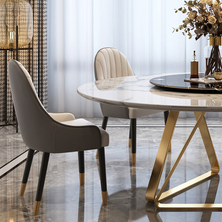 Marble Dining Table Traditional Luxury Round Dining Site Table with Turntable
