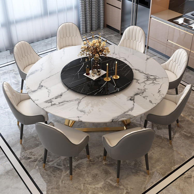 Marble Dining Table Traditional Luxury Round Dining Site Table with Turntable