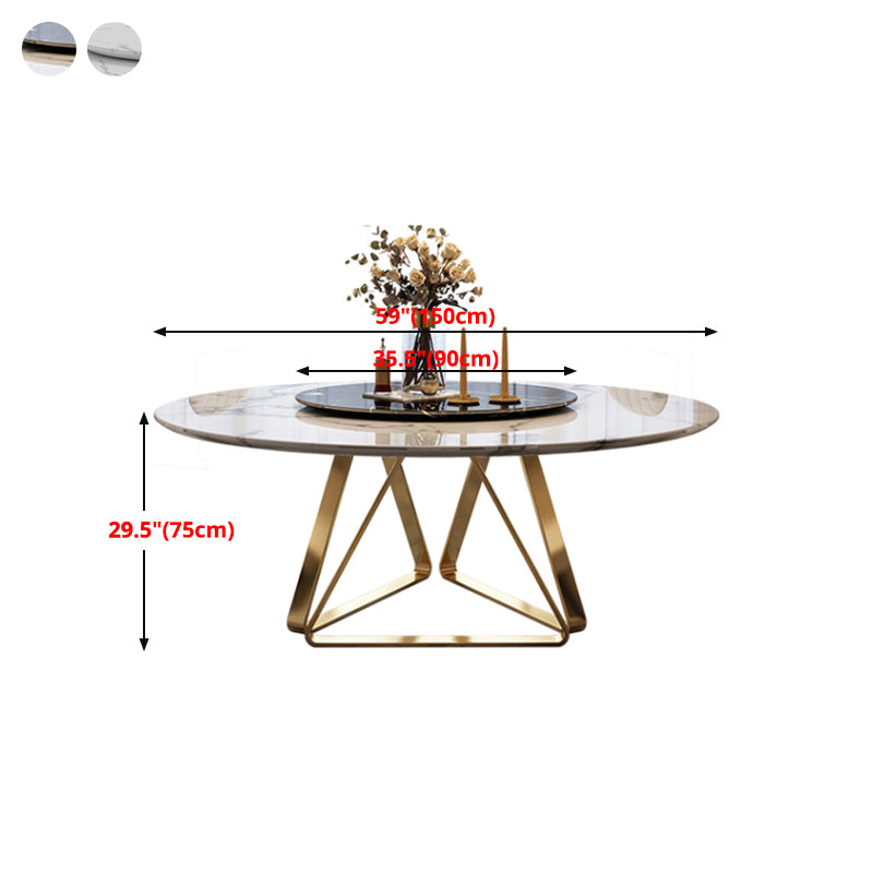 Marble Dining Table Traditional Luxury Round Dining Site Table with Turntable