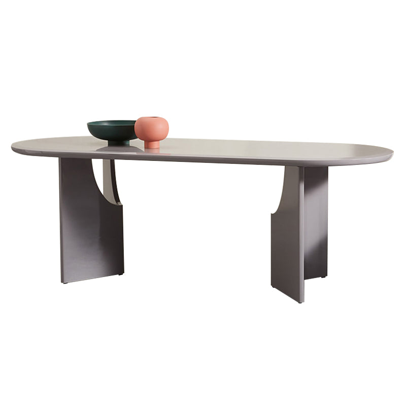 Moderne binnenhouttafel voor restaurant ovale eettafel met dubbele voetstukbasis