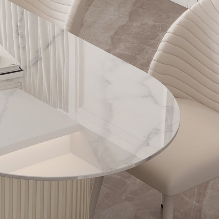Mesa de comedor de piedra sinterizada glamorosa Mesa estándar con base de pedestal doble