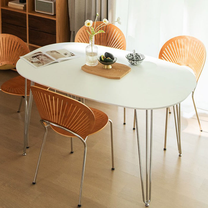 Sintered Stone Modern White Table for Restaurant Oval Dining Table with 4 Legs