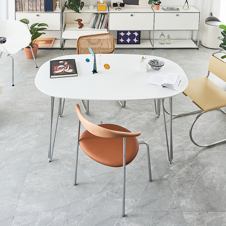 Sintered Stone Modern White Table for Restaurant Oval Dining Table with 4 Legs