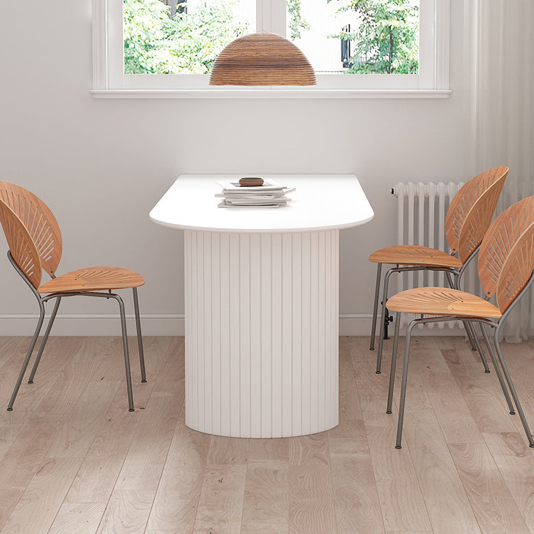Modern Standard Sintered Stone Dining Table White Dining Table with Double Pedestal Base