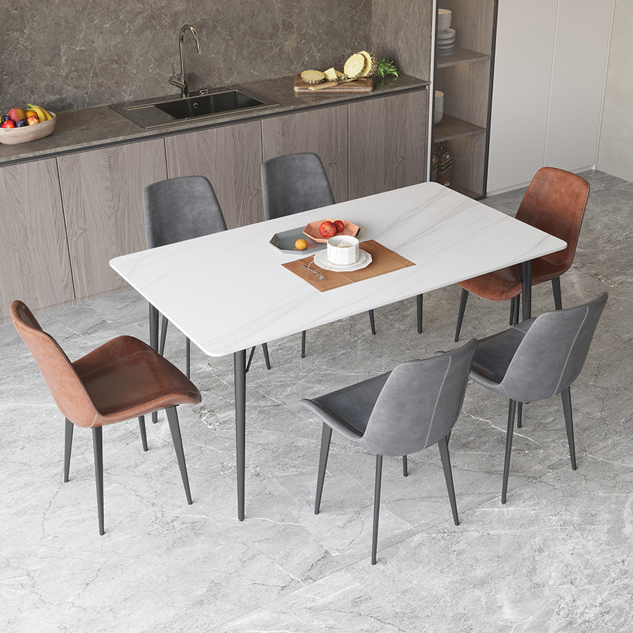 Modern Style Dining Table Rectangle Sintered Stone 4 Legs Dining Table for Kitchen