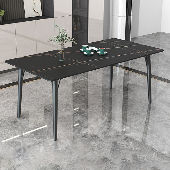 Modern Style Dining Table Rectangle Sintered Stone 4 Legs Dining Table for Kitchen
