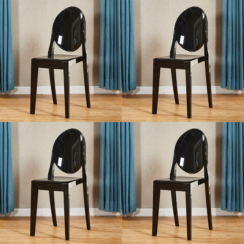 Silla lateral de acrílico moderna y contemporánea para comedor, silla con respaldo abierto